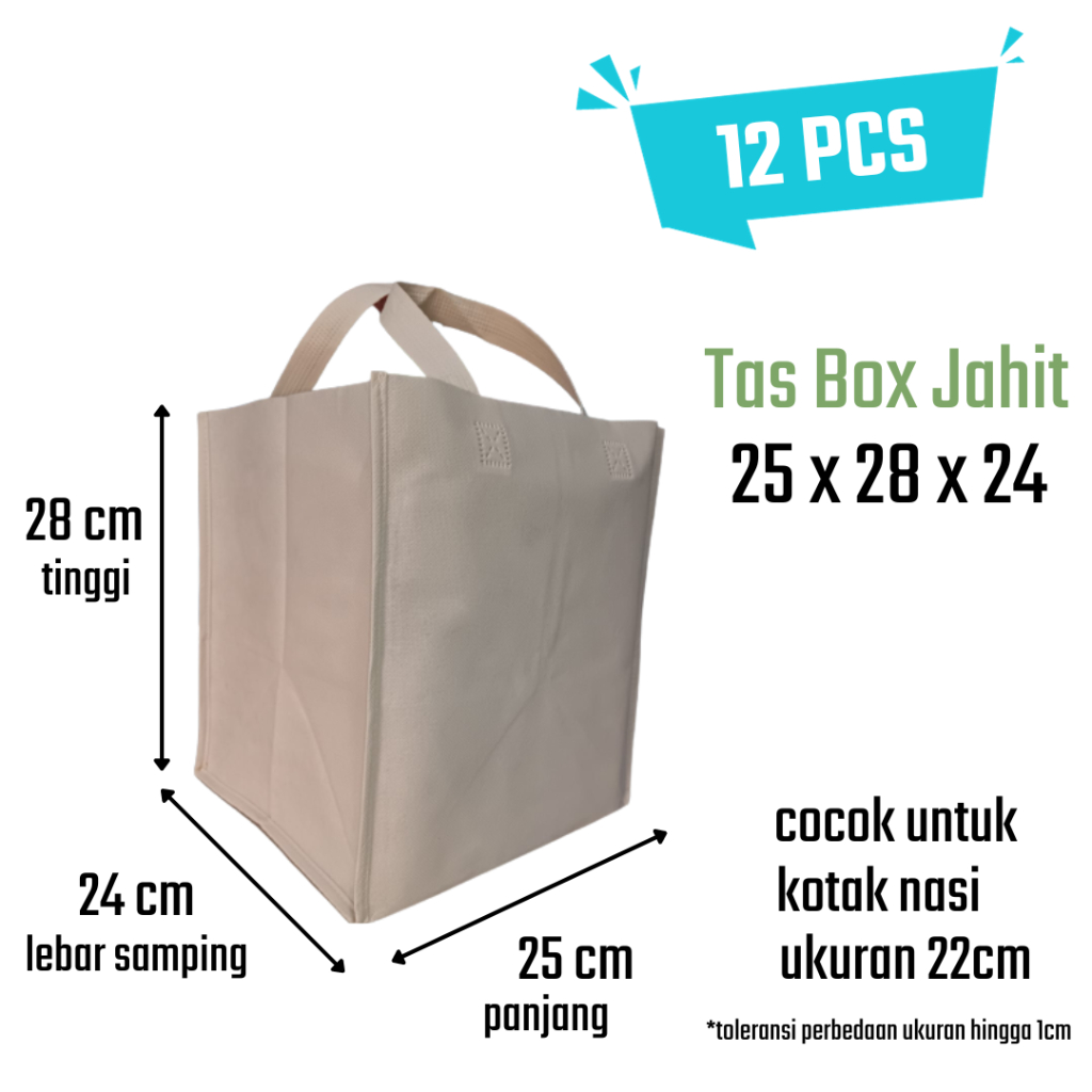 

Goodie Bag Box ukuran 25x24 Tinggi 28 Tas Kain Spundbond 80 gsm untuk besek/box dus bingkisan,sembako,kue dll