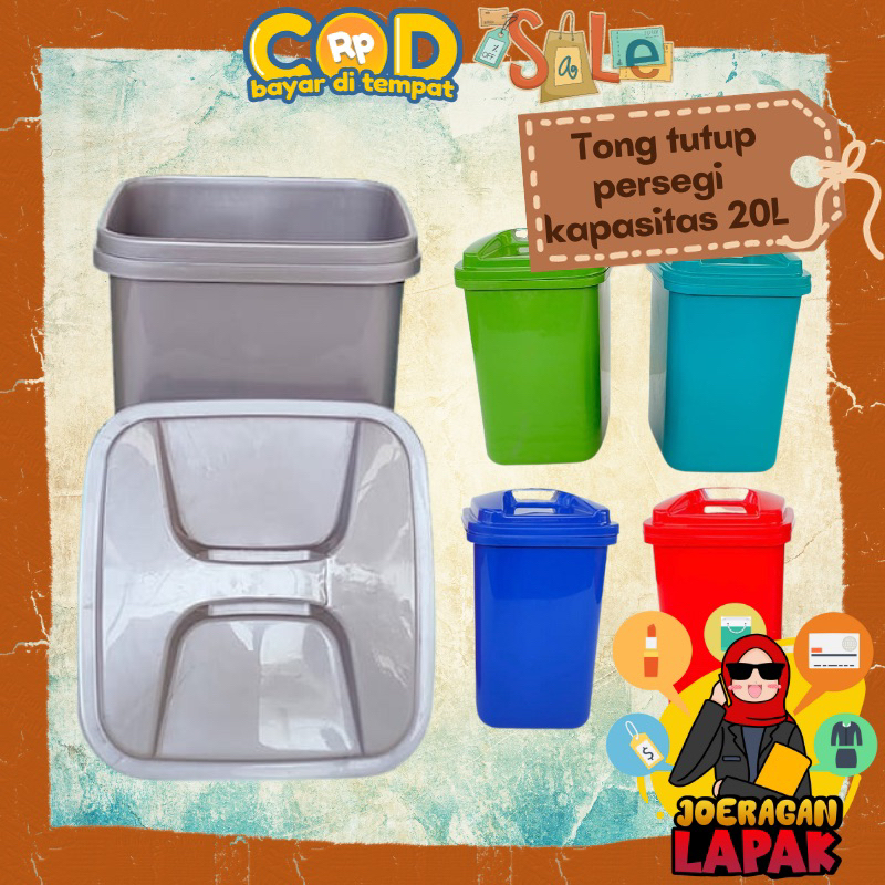 [JOERAGAN LAPAK] TONG AIR 20 L PLASTIK PERSEGI SEGI 20 LITER KOTAK SAMPAH AIR TIMBA EMBER TUTUP BESA