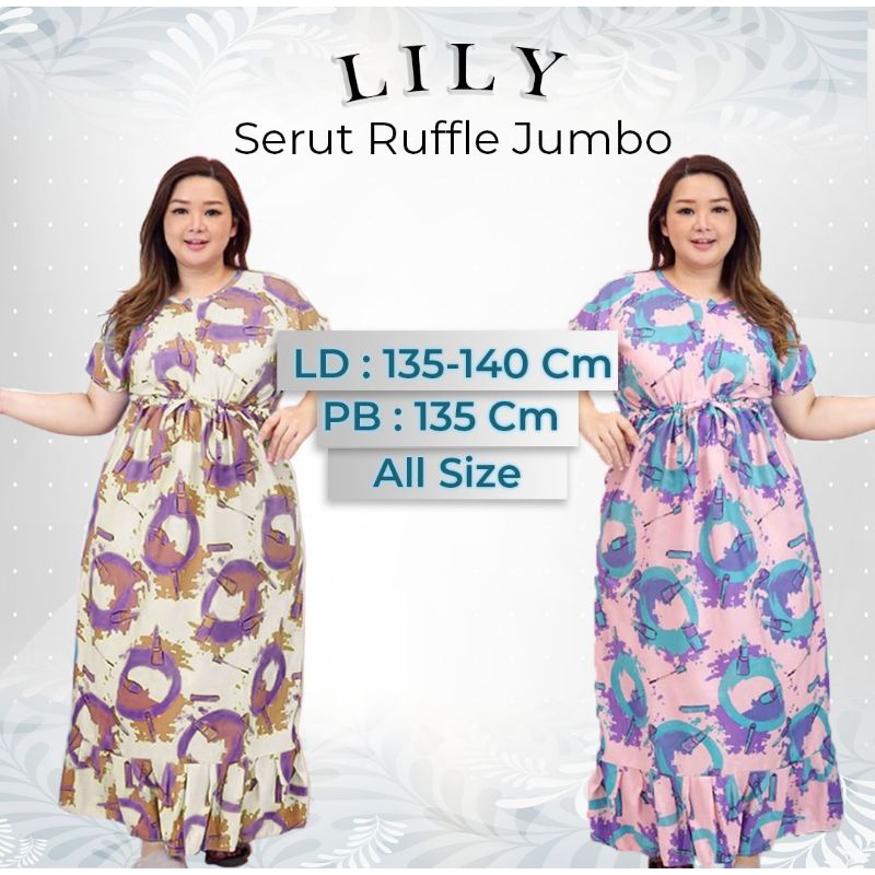 Daster Kekinian Jumbo Ld 130 140 Panjang Semata Kaki Home Dress Serut Jumbo Long dress Ibu ibu Hamil