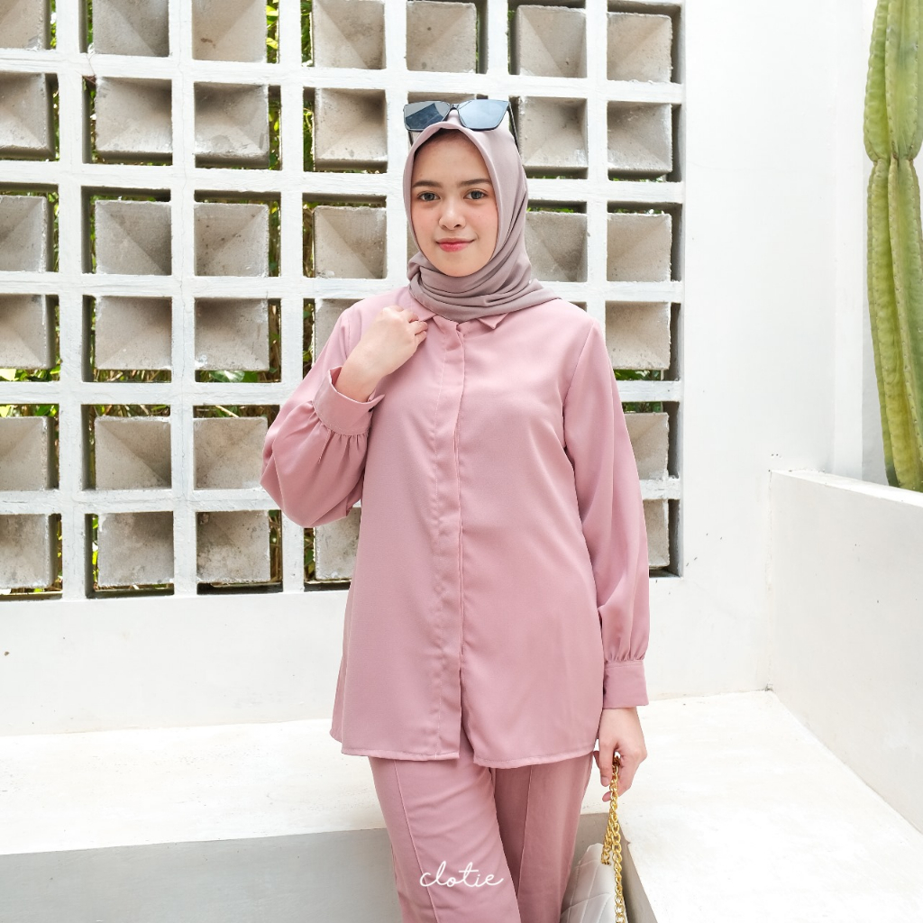 Clotie - PUFF SHIRT - kemeja polos - kemeja daily - kemeja kerja - atasan - pakaian wanita