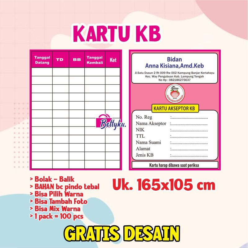

KARTU AKSEPTOR KB - KARTU KB 2 LIPAT