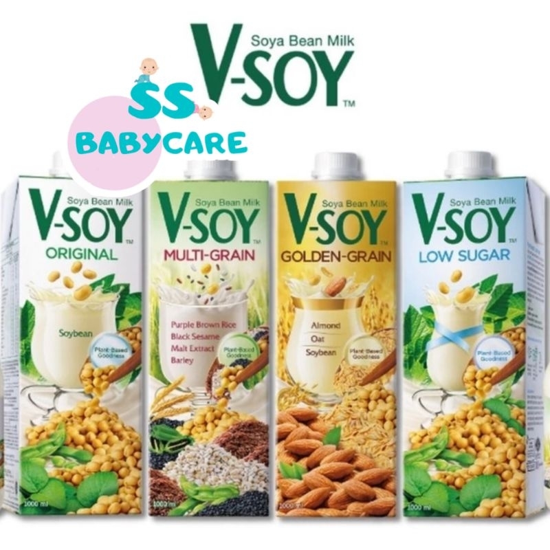 

V-SOY Soya Bean Milk 1000ml / Vsoy Minuman Susu Kedelai 1Liter / V Soy Susu Kedelai