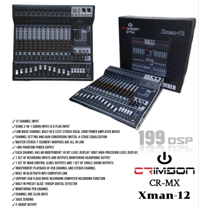 CRIMSON CR MX CRMX XMAN 12 XMAN12 199 DSP CHANNEL BLUETOOTH USB FLASHDISK FLASHDRIVE AUX INPUT MP3 K