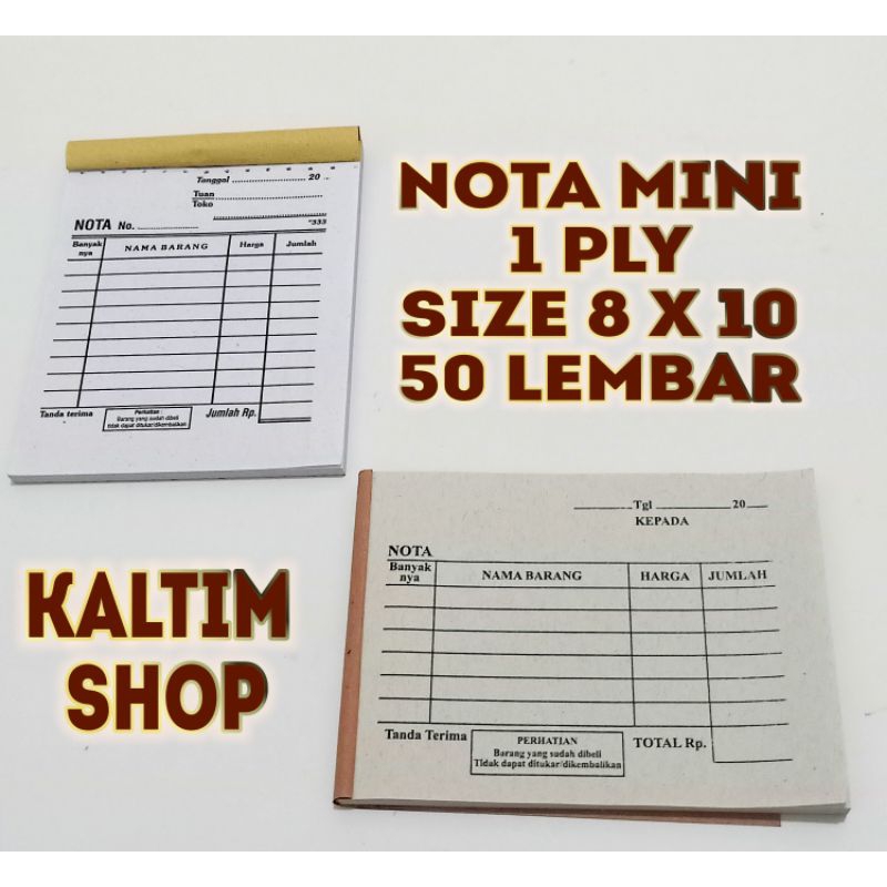 

KALTIM Nota Kontan Mini 1 Ply 50 Lembar