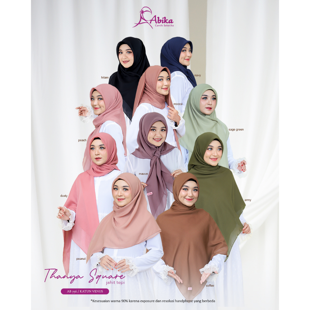 [ABIKA] Thanya Hijab Segi Empat Jahit Tepi