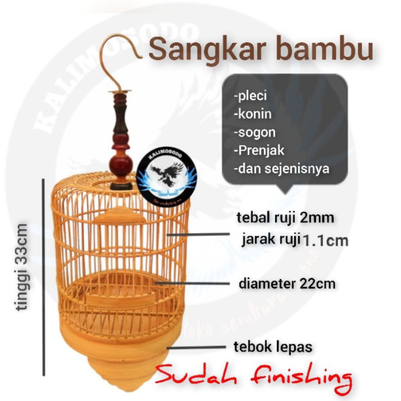 Sangkar pleci Kolibri sogon full bambu