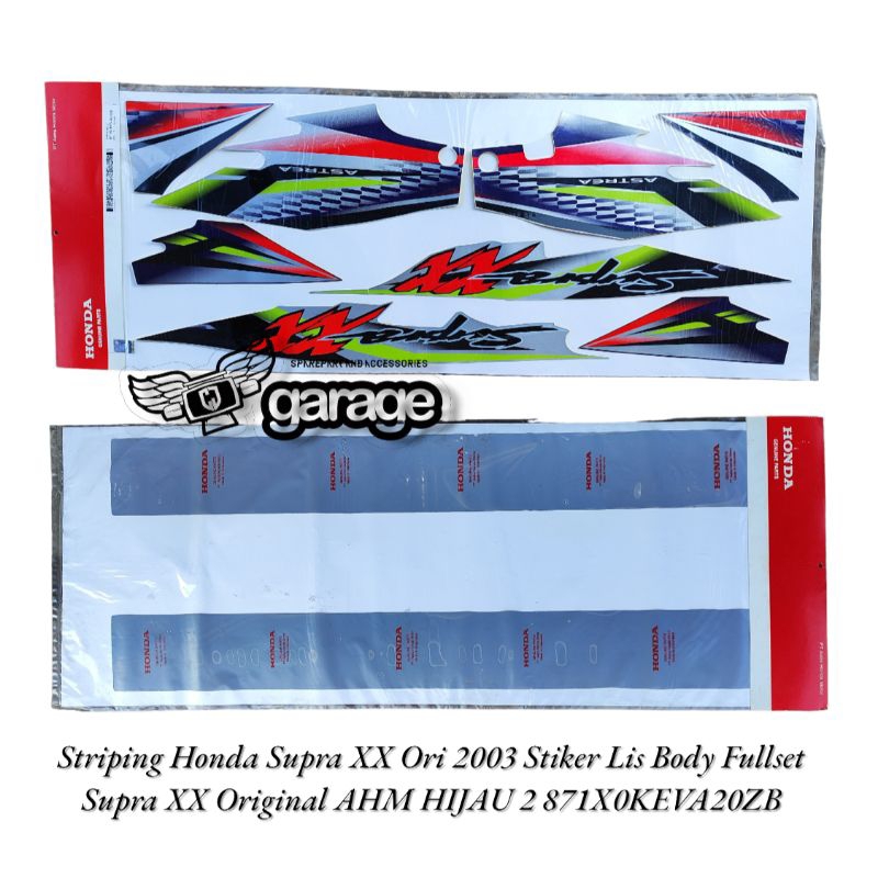 Striping Honda Supra XX Ori 2003 Stiker Lis Body Fullset Supra XX Original AHM BIRU 871X0KEVA20ZC