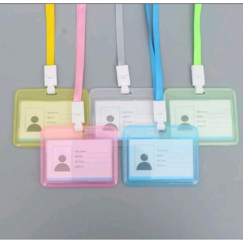 

Lanyard Name Tag ID Card Holder Kartu Transparan Gantungan Nama Plastik Vertikal Horizontal
