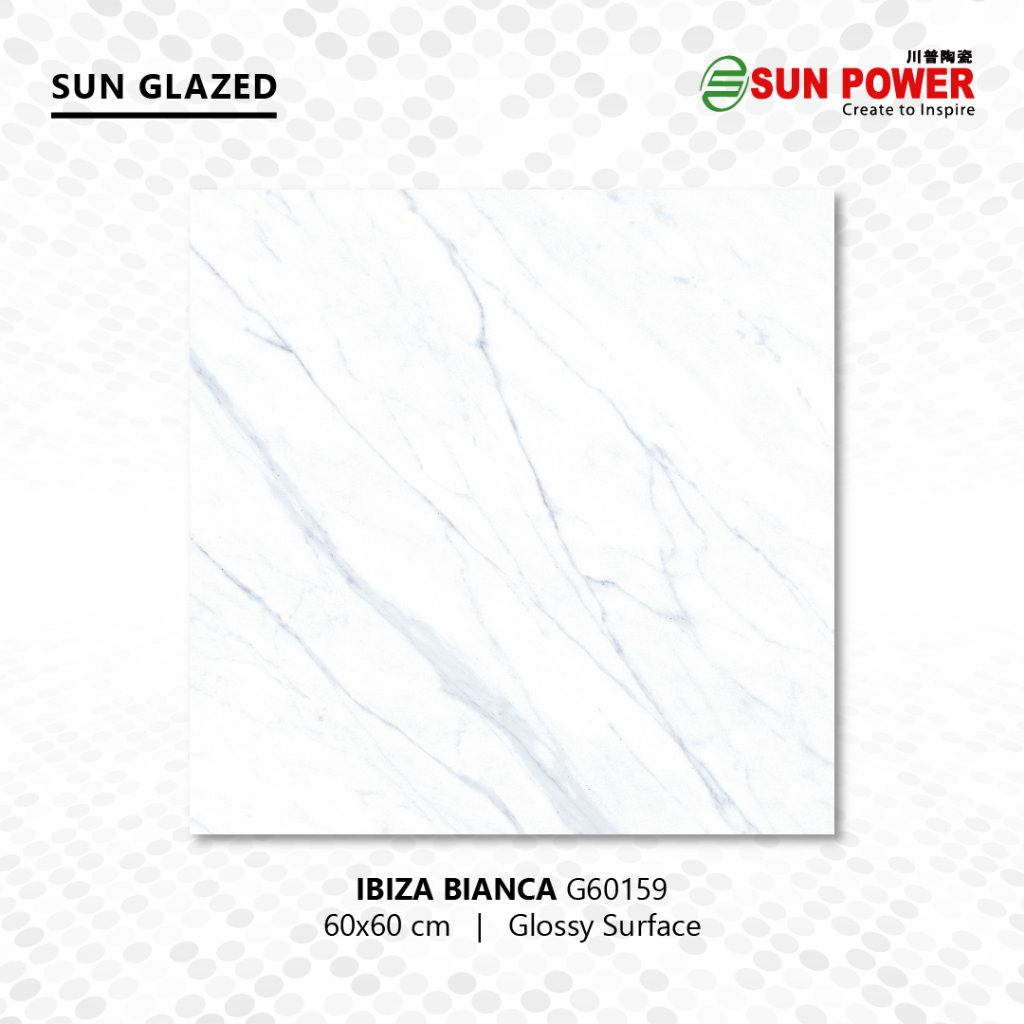 Keramik Lantai Body Putih Glossy - Ibiza Bianca 60x60 | Sun Power