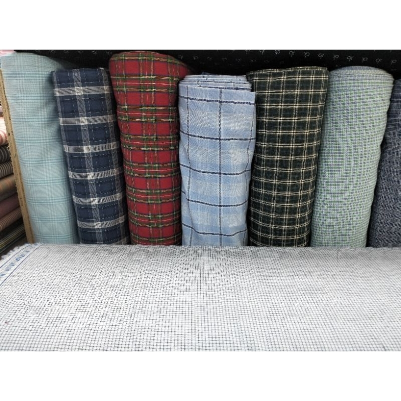 KAIN KATUN ITALY IMPORT KOTAK KEMEJA KOKO GAMIS ATASAN  DRES TUNIK DLL