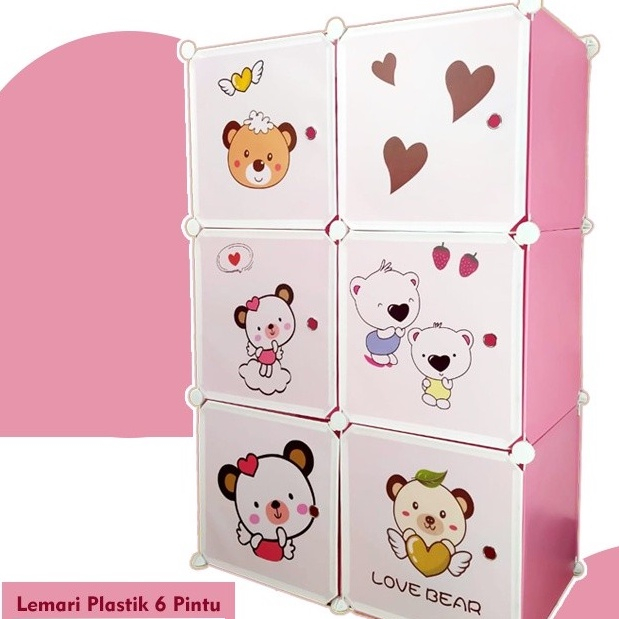Shenar, Lemari Plastik 6 Pintu Termurah Lemari Pakaian Portable Lemari Plastik Karakter (LEMARI PLAS
