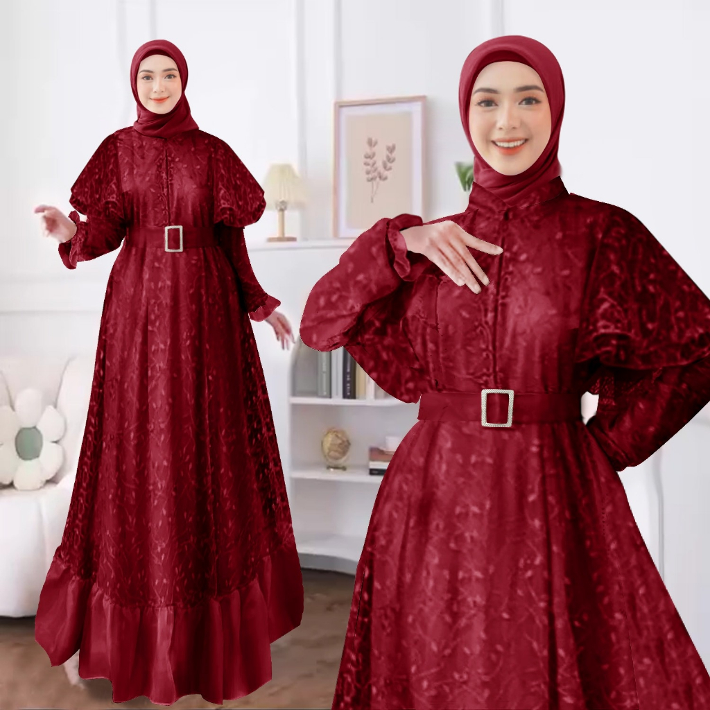 MAXI DRESS BELEVIA  BROKAT IMPORT / FASHION WANITA MUSLIM / DRESS KONDANGAN JUMBO / LVR