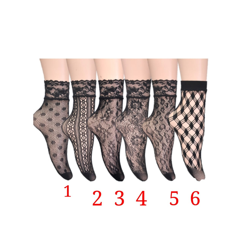 Kaos Kaki Renda Motif Jaring Wanita Fashion