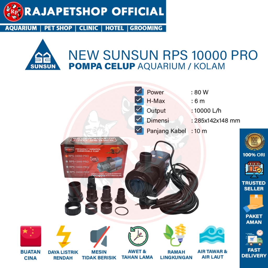 NEW SUNSUN RPS 10000 PRO Pompa Air Celup Kolam Aquarium
