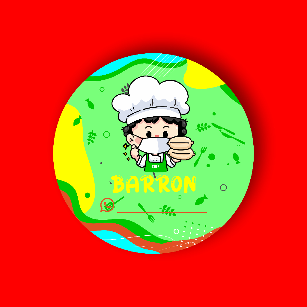 

Stiker logo Makanan custom Free Desain Free Cutting Bulat Ukuran 4 x 4