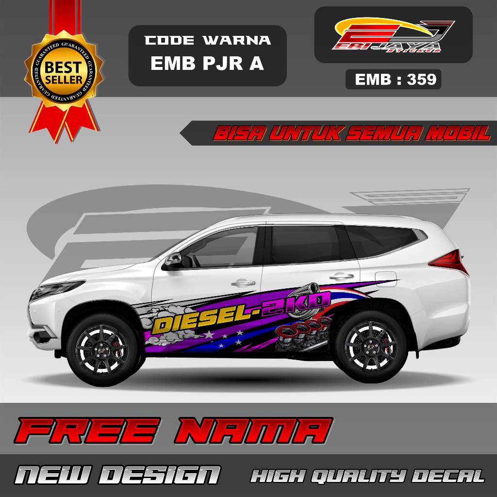 STIKER MOBIL CUSTOM DESAIN NEW DECAL DESAIN THAYLOOK STYLE-STIKER MOBIL TURBO DIESEL-EMB359