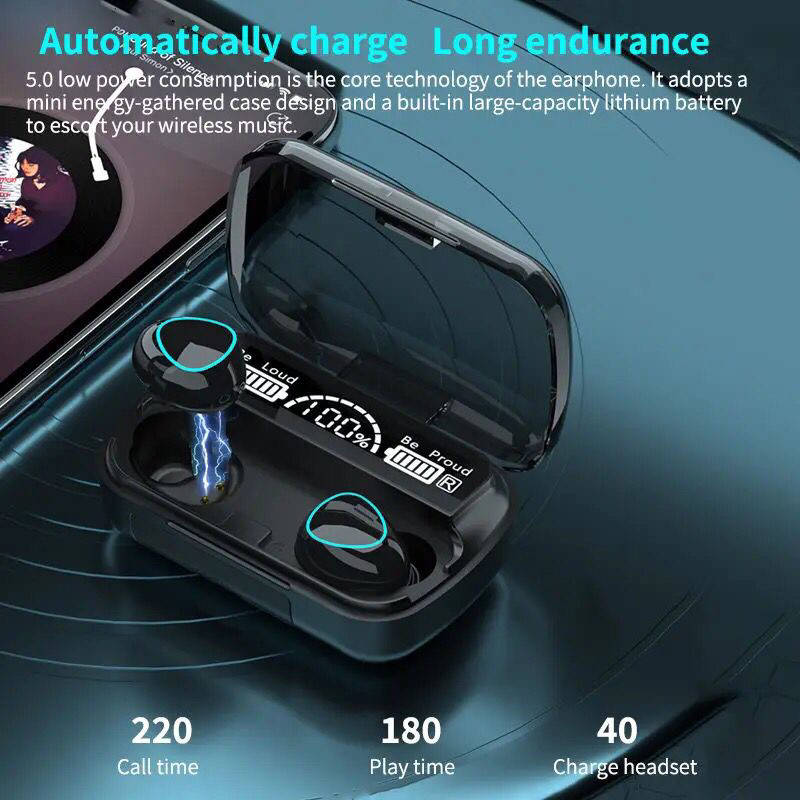 (COD)Headset Bluetooth TWS EARPHONE M10 Digital Indicator V5.1 BLUETOOTH Wireless mega bass Headphones gaming super/EARPHONE Gaming 2in1 Powerbank 3000 mAh