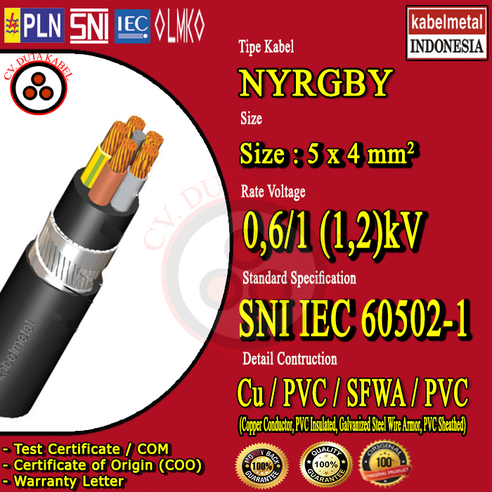 Kabel NYRGBY 5x4 mm2 METAL /NYFGBY 5 x 4 mm2/5x4mm2/5x4 mm/5 x 4 mm/