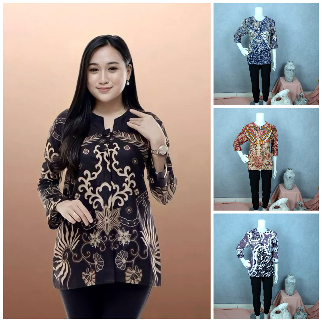 Blus batik kantoran | atasan batik wanita | Blouse batik pekalongan | batik wanita model 1