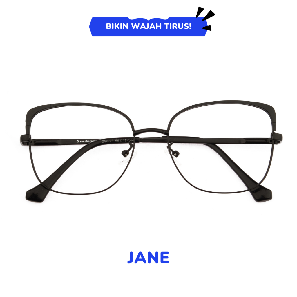 zonakacamata - Oldies Jane Black - Frame Kacamata - Pria/Wanita - Minus/Silinder/Plus