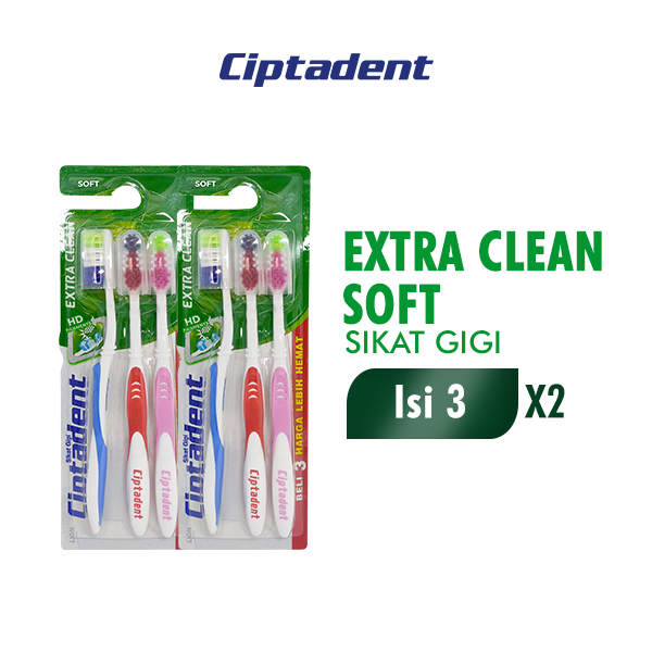 Ciptadent Sikat Gigi Extra Clean Soft Kotak Isi 3 Pcs x2