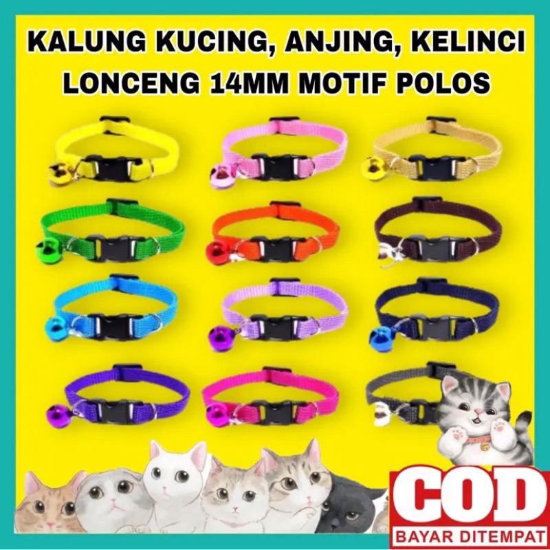 Kalung Kucing Anjing Kelinci Polos Include Lonceng 14mm Kalung Kucing Nama Kalung Kucing Lonceng Kal
