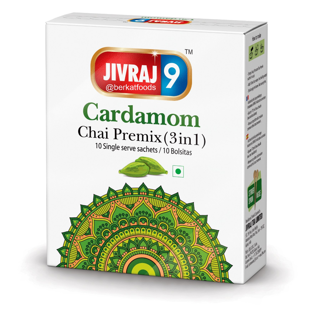 

Jivraj 9 Cardamom Chai Premix Instant Tea / Teh Kapulaga India Siap Saji Sachets