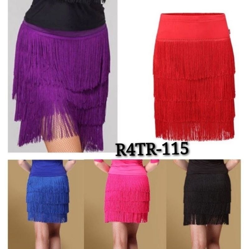 Rok Rumbai 4T (A) Rok Line Dance Belly Dance Salsa Latin Kostum Model rata / lurus Import  Terlaris 