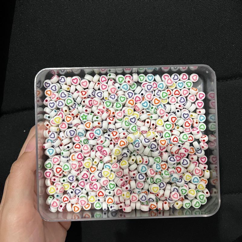 15gr MOTE BULAT LOVE/mote bulat bentuk love/mote love putih rainbow