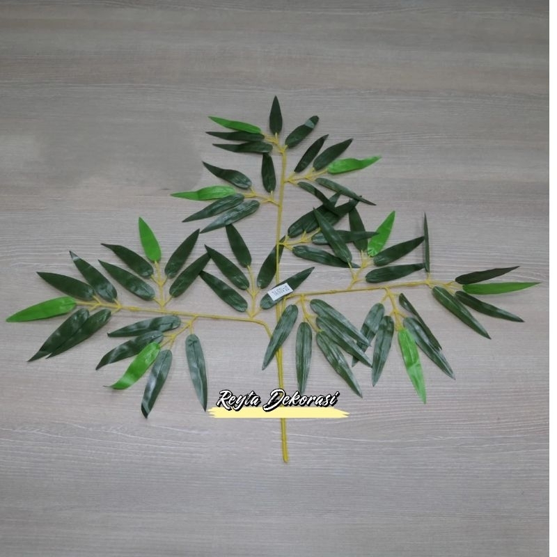 Daun bambu kuning grosir daun bambu - bunga artificial dekorasi - bunga plastik  TANGKAIAN DAUN BAMB