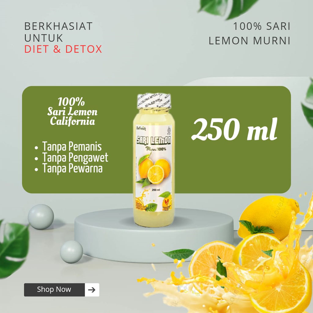 

Sari Lemon Murni 100% Asli Untuk Diet 250ml Label