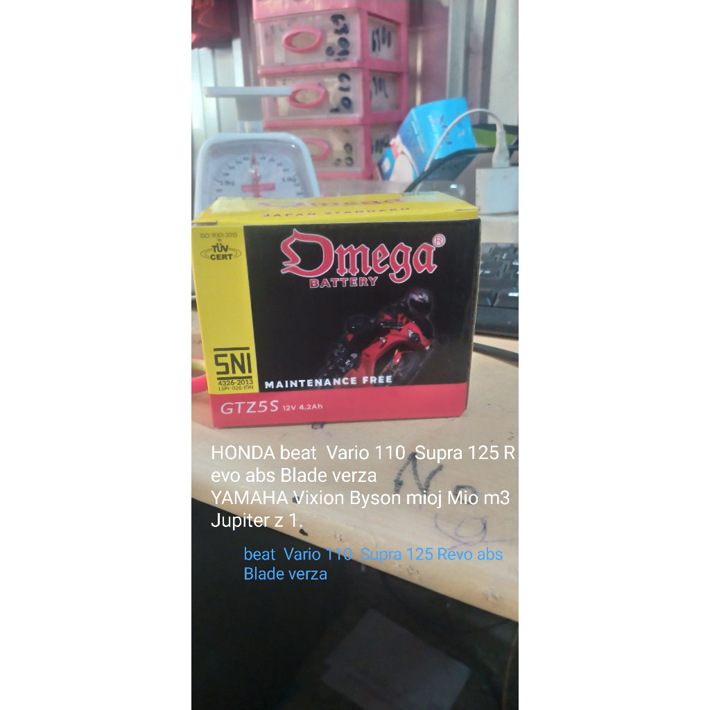 aki kering omega gtz5s beat vario verza revo supra 125    yamaha vixion mo j mio m3 byson