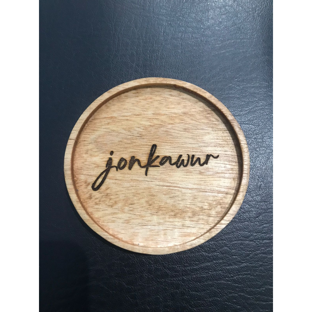 Coaster Kayu / Tatakan Gelas / Alas Gelas Kayu Food Grade Grafir Laser