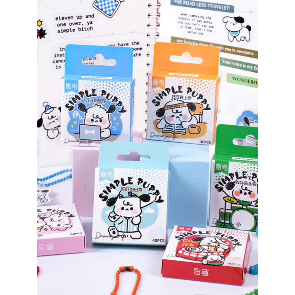 

[WindHeart] 1 box 40 pcs sticker simple puppy life cute stickers box