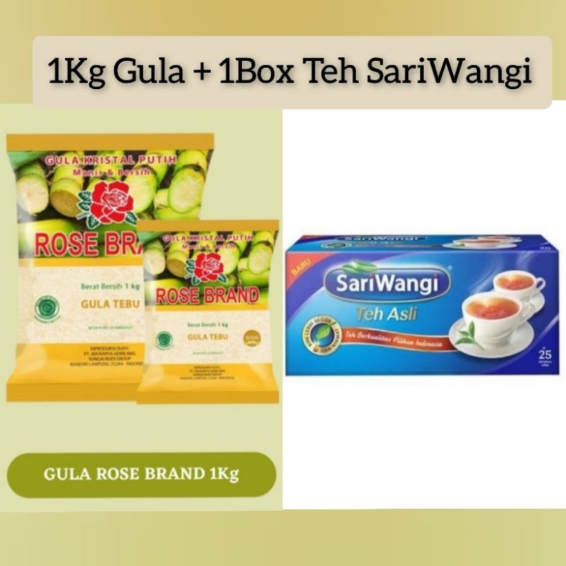 

1Kg Gula RoseBrand Kuning + 1Box Teh SariWangi Ori