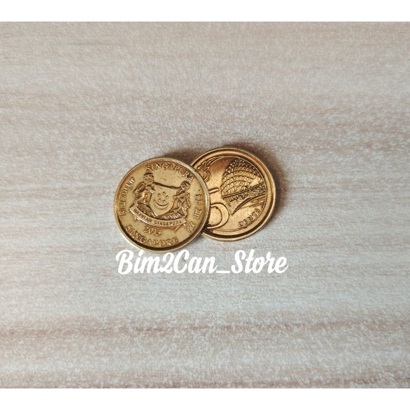 Numismatik Koin Kuno Singapura 5 sen Kuning