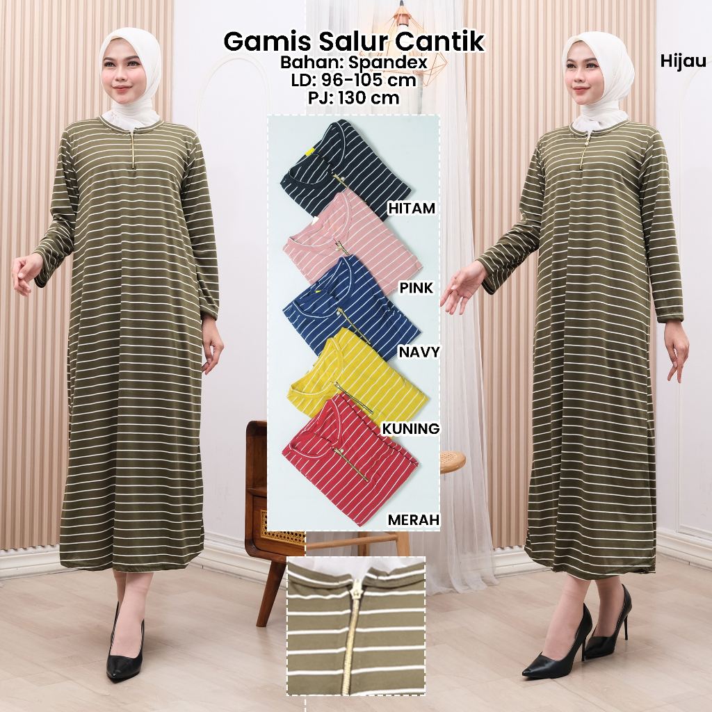 Gamis Busui Salur Cantik ( Real Pic ) Gamis Sleting Mutiara Matt Spandek Tebal Size XL Maks BB 70kg 