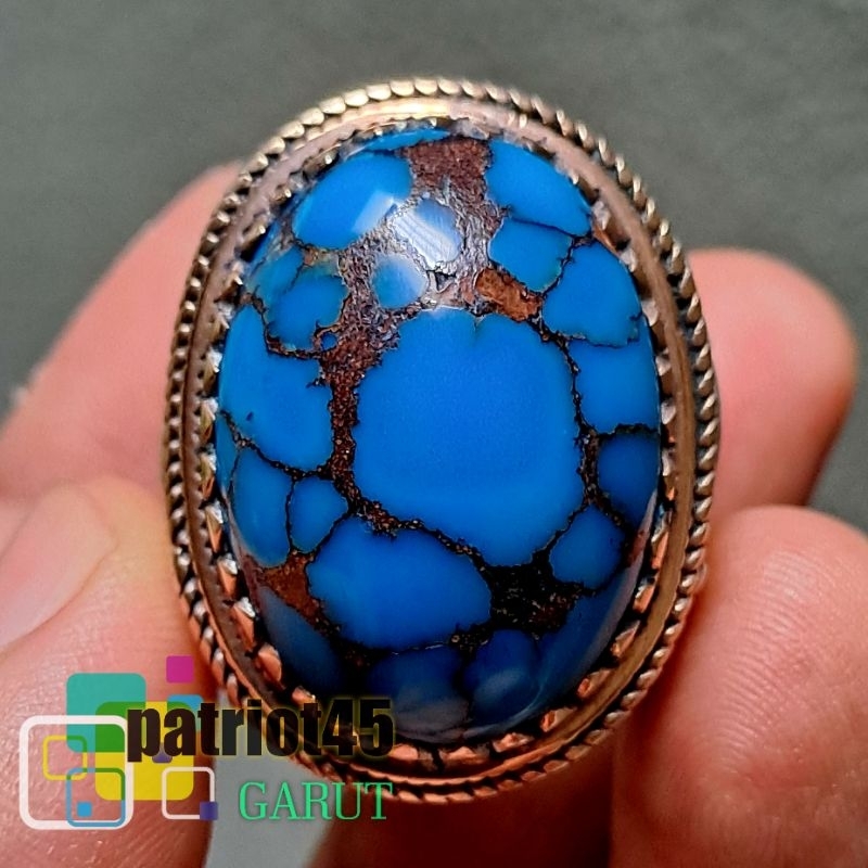 CINCIN PERAK PIRUS MESIR ROYAL BLUE SPESIAL HQ CEPLOK KURA REAL PICT bukan persia hubei giok bacan p