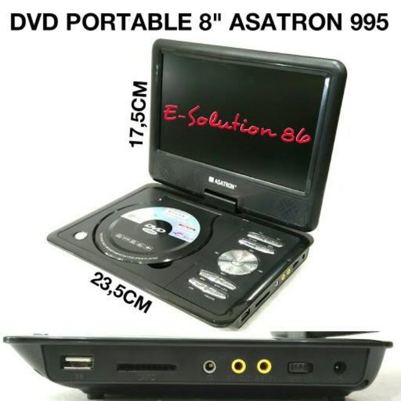 DVD PORTABLE ASATRON PDVD 995 PDVD995 8 INCH IN " 8" 8IN DVD VCD CD MP3 MP4 PLAYER USB FLASHDISK FLA