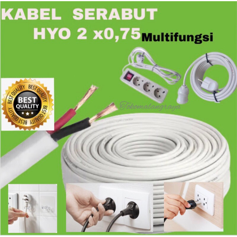 kabel serabut 2x0.75 putih/kabel nymhy 2x0.75