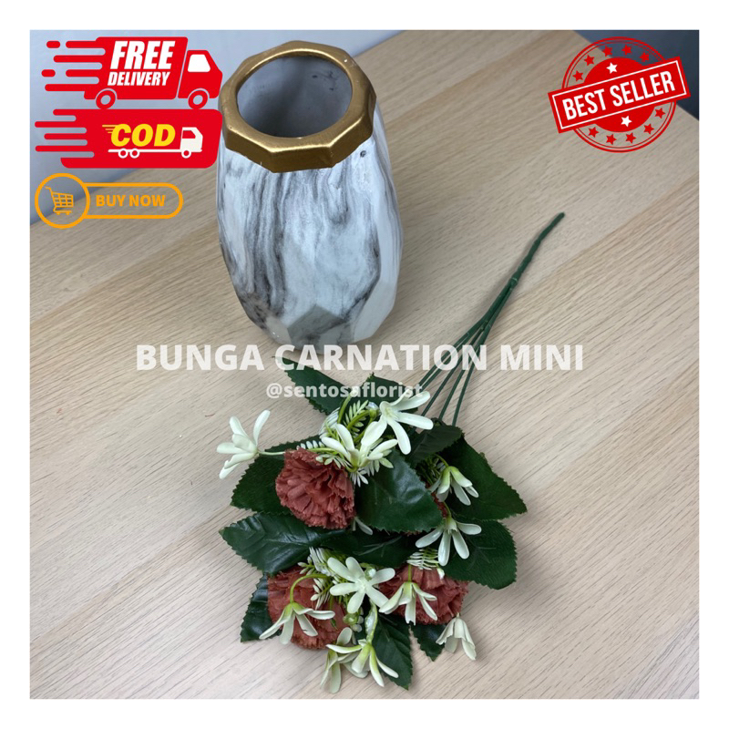 BUNGA CARNATION MINI CABANG 5/BUNGA CARNATION BUCKET /BUNGA ARTIFICIAL IMPORT