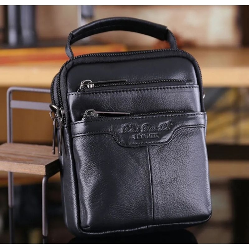 Tas Selempang Mini Kulit Sapi Asli RZ61702 Dompet HP Kulit Asli Tas Bucket Kulit Import Tas Bahu Min