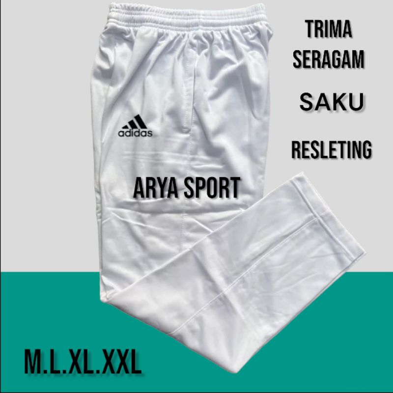 BAYAR DI TEMPAT TRENING PANJANG PUTIH POLOS | TRENING PANJANG PUTIH ADIDAS | TRENING PANJANG PRIA WA