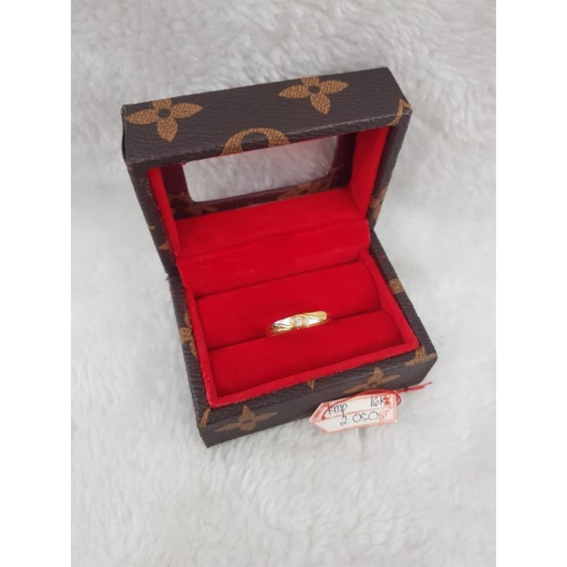 CP3687F227F Cincin kawin model gelombang permata kombinasi emas putih asli berat 2.050 no.21 d.2 kad