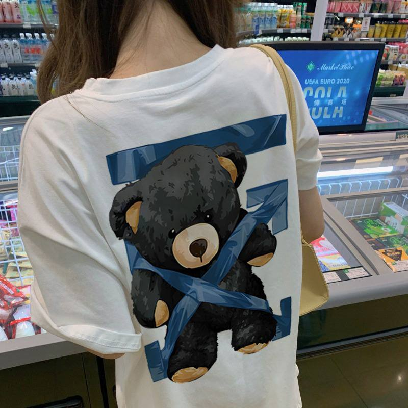 Kaos t-shirt Import premium 50s interlock Unisex BEAR X OFF WHITE