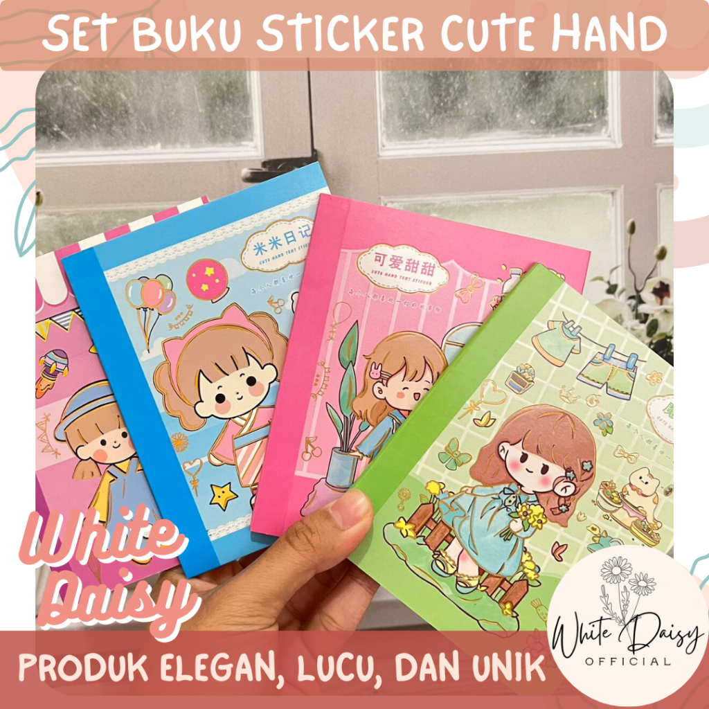 

Set buku sticker cute hand premium ukuran A6 untuk anak lucu dan imut
