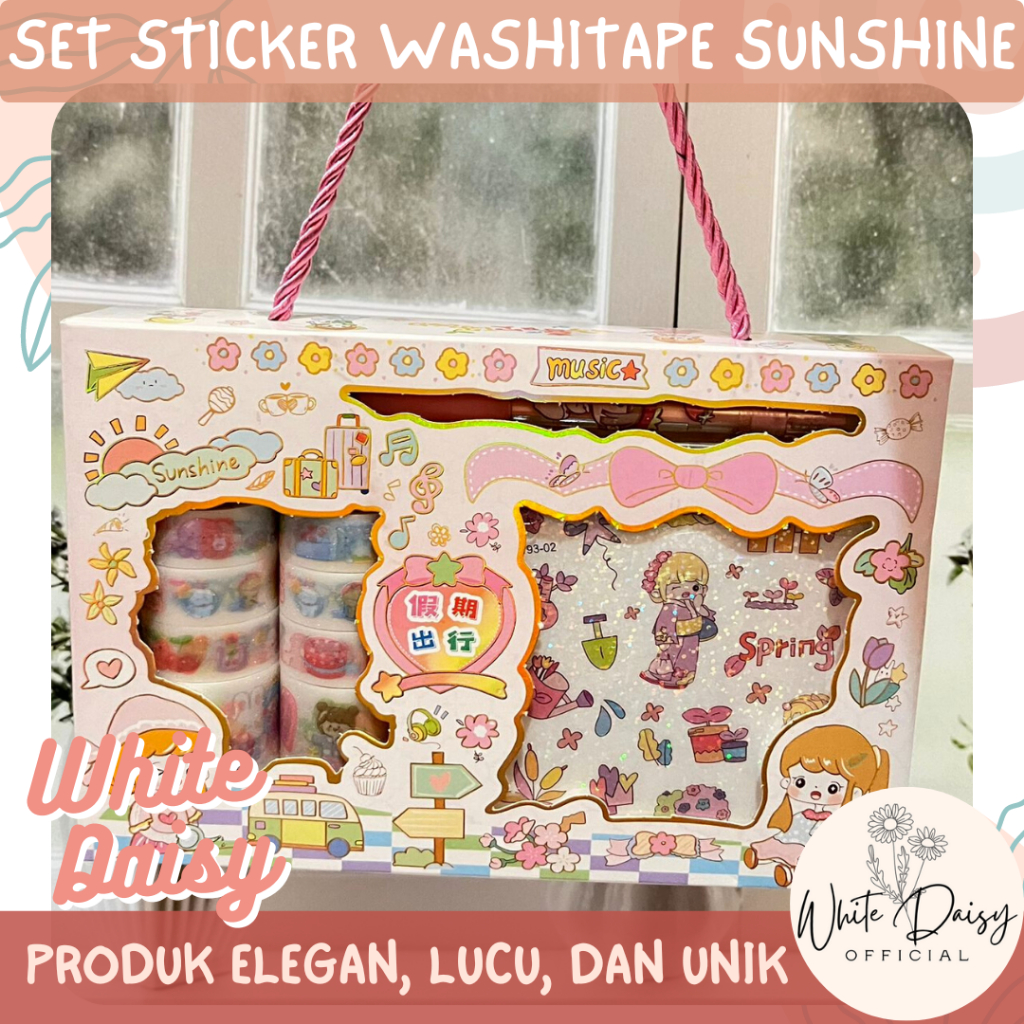 

Set sticker washitape sunshine lucu imut spring music hadiah gift unik