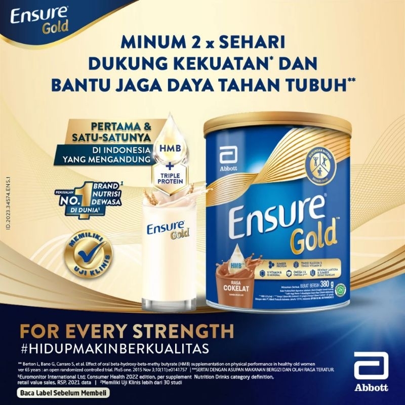 

Ensure gold HMB coklat 380 gram - Nutrisi dewasa rendah laktosa