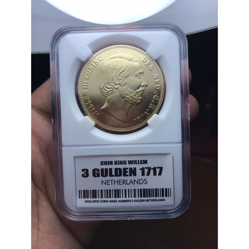 Koin Kuno 3 Gulden Willem 1717 Warna Gold