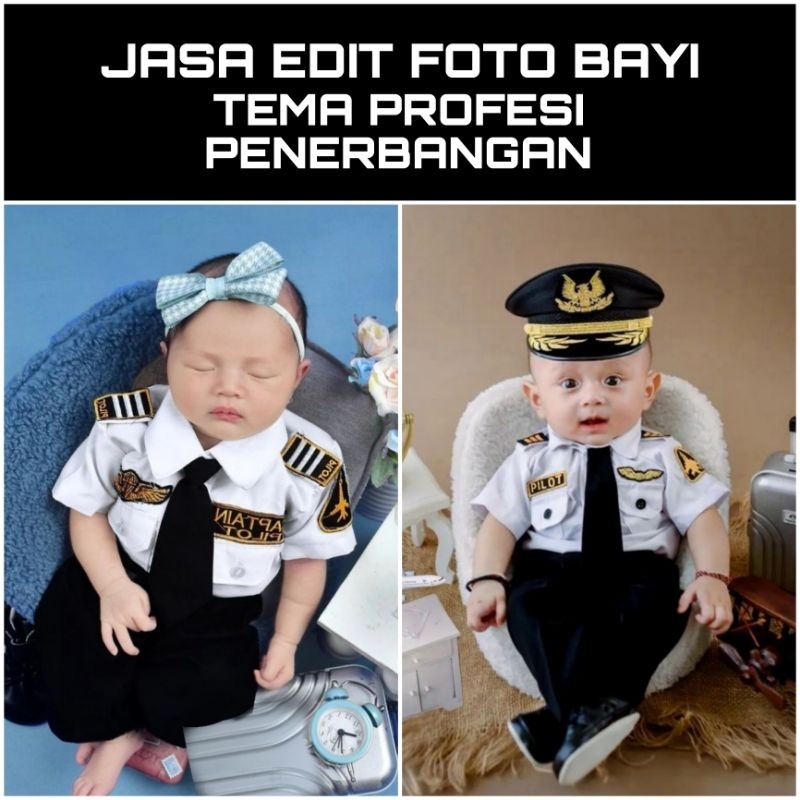 Jasa Edit Foto Bayi TEMA PROFESI PILOT, PRAMUGARI *Cewek/Cowok*